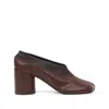 Mm6 Maison Margiela Block Heel Round Toe Anatomic Pumps In Brown