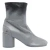 Mm6 Maison Margiela Stylish Block Heel Leather Ankle Boots In Gray