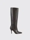 Mm6 Maison Margiela Mm6 By Maison Margiela Pointed Toe Knee-high Boot With White Stitch Detail In Black