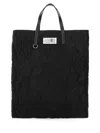 Mm6 Maison Margiela Wrinkle Fabric Large Shopping Bag In Black