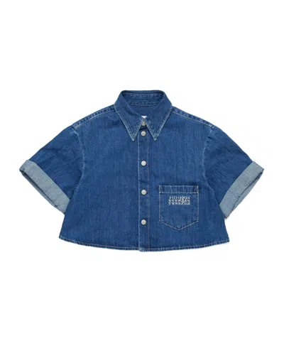 Mm6 Maison Margiela Kids' Short Denim Shirt In Blue