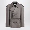 Mm6 Maison Margiela Short Double-breasted Grey Trench Coat In Gray
