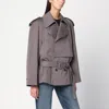 Mm6 Maison Margiela Short Double-breasted Grey Trench Coat In Gray