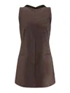 Mm6 Maison Margiela Short Dress In Mixed Wool In Brown