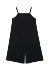 Mm6 Maison Margiela Poplin Short Jumpsuit With Shoulder Straps In Black