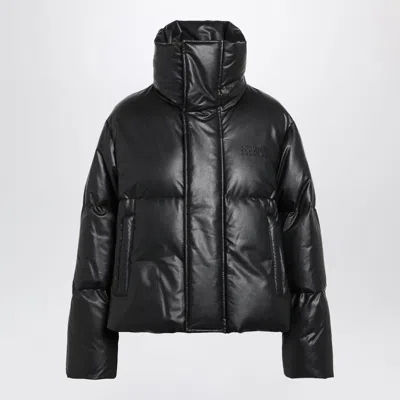 Mm6 Maison Margiela Short Padded Faux Leather Jacket In Black