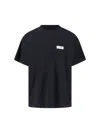 Mm6 Maison Margiela Short-sleeve Black T-shirt With Contrasting Logo Patch In Black