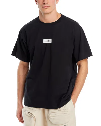 Mm6 Maison Margiela Mm6 By Maison Margiela Relaxed-fit Black Cotton T-shirt With Front Logo Patch