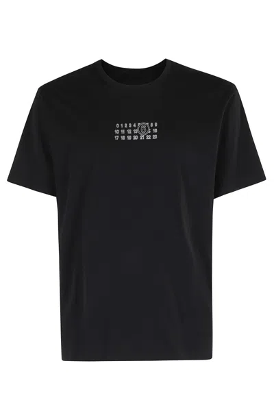 Mm6 Maison Margiela Short-sleeve Round Neck T-shirt In Black