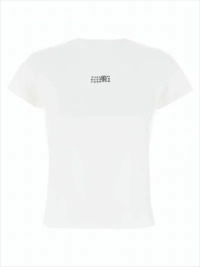 Mm6 Maison Margiela Short-sleeved Cotton T-shirt With Signature Patch In White