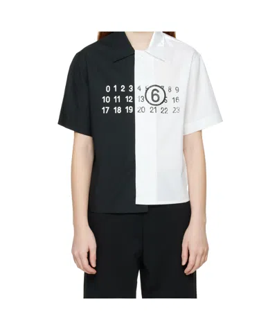 Mm6 Maison Margiela Short-sleeved Poplin Shirt In Black