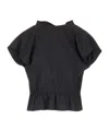 Mm6 Maison Margiela Cropped Top With Cap Sleeves Tops Black In Black