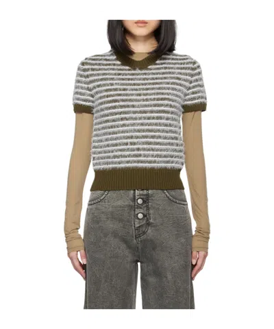 Mm6 Maison Margiela Short-sleeved Striped Sweater In Multicolor