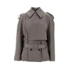 Mm6 Maison Margiela Short Trench Coat With Raw-cut Hem In Gray
