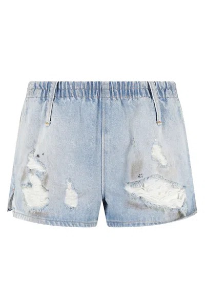 Mm6 Maison Margiela Mm6 By Maison Margiela Vintage-inspired Distressed Denim Shorts In Blue