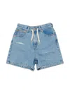 Mm6 Maison Margiela Logo-patch Distressed Denim Shorts In Blue