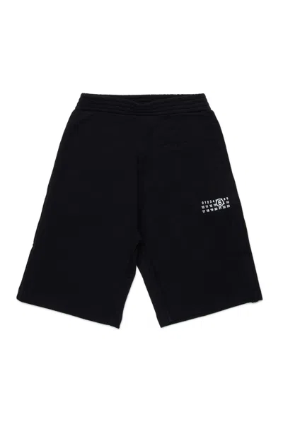 Mm6 Maison Margiela Shorts In Felpa Effetto Re-cut In Black