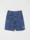 Mm6 Maison Margiela Medium Blue Denim Cargo Shorts In Denim