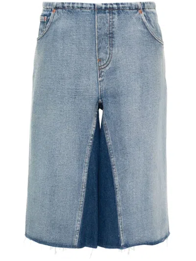 Mm6 Maison Margiela Panelled Denim Bermuda Shorts In Navy