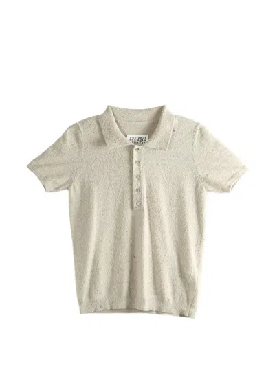 Mm6 Maison Margiela Short-sleeve Polo Shirt In Neutral