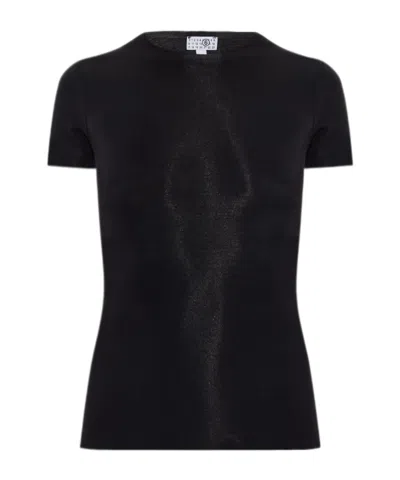 Mm6 Maison Margiela Shimmer-effect Short-sleeve T-shirt In Black