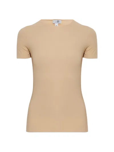 Mm6 Maison Margiela Short-sleeve T-shirt In Burgundy