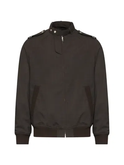 Mm6 Maison Margiela Shoulder-details Zip-up Jacket In Brown