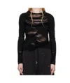 Mm6 Maison Margiela Black Slashed Gauge 14 Crewneck Sweater In Black