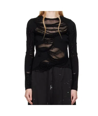 MM6 MAISON MARGIELA MM6 MAISON MARGIELA RIPPED-EFFECT KNITTED JUMPER