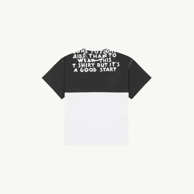 Mm6 Maison Margiela Mm6 By Maison Margiela Bicolor Contrast Print T-shirt With Round Neckline And Short Sleeves In White