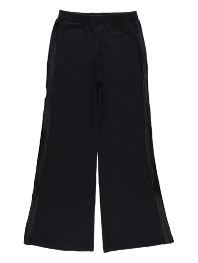 Mm6 Maison Margiela Kids Black Jogger Trousers With Side Bands In Multi