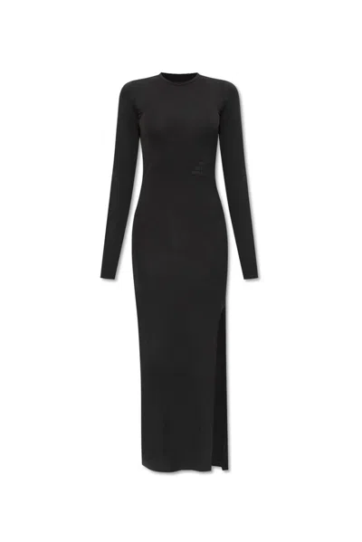 Mm6 Maison Margiela Side Slit Maxi Dress In Black