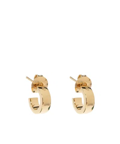 Mm6 Maison Margiela Logo-engraved Hoop Earrings In Gold