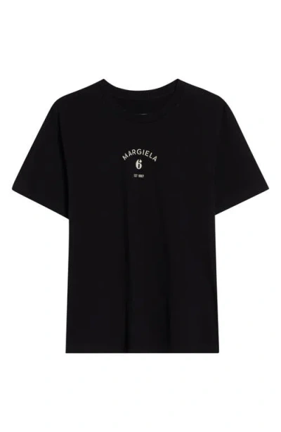 Mm6 Maison Margiela Signature Embroidered Logo Graphic T-shirt In Black