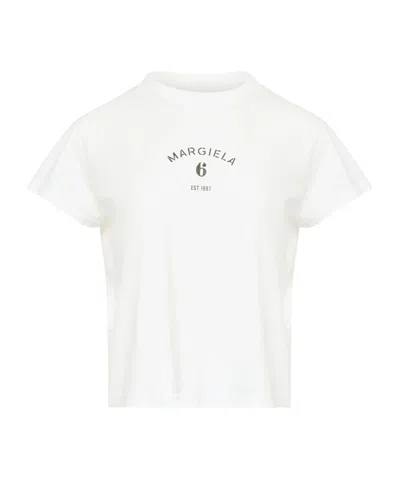 Mm6 Maison Margiela Signature Jersey T-shirt In White