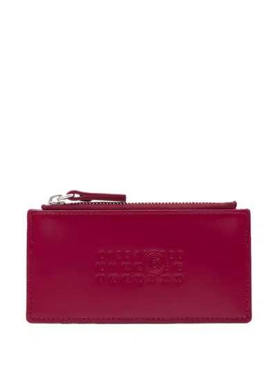 Mm6 Maison Margiela Signature Leather Cardholder In Pink