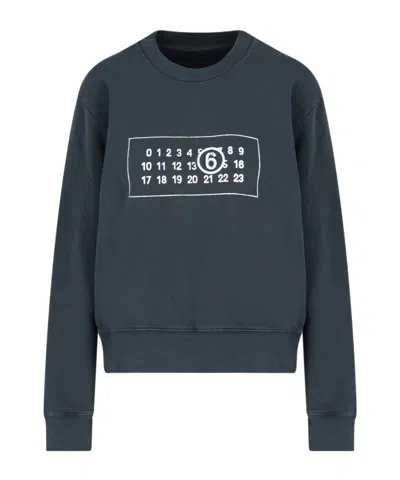 Mm6 Maison Margiela Signature-numbers Cotton Sweatshirt In Black