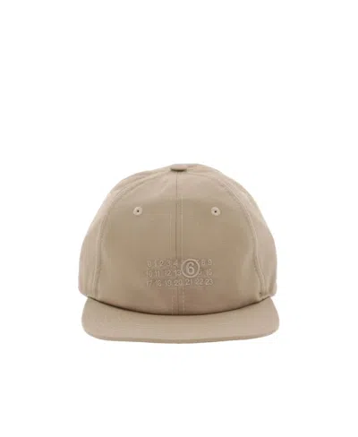 Mm6 Maison Margiela Signature-numbers Embroidered Cap In Nude