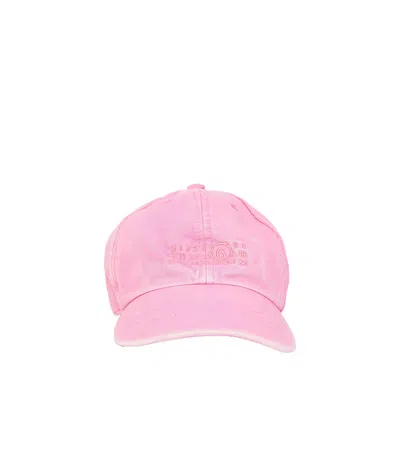 Mm6 Maison Margiela Signature-numbers Embroidered Cap In Pink