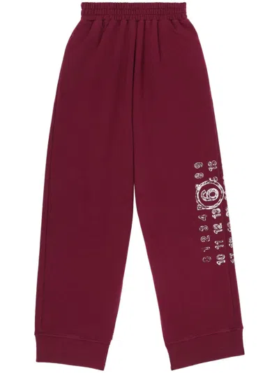 Mm6 Maison Margiela Signature Numbers Motif Sweatpants In Red