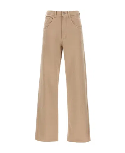 Mm6 Maison Margiela Signature Numbers-motif Wide-leg Trousers In Nude