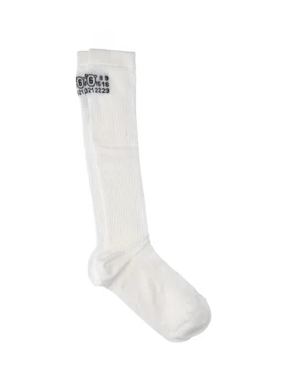 Mm6 Maison Margiela Signature Women's Stylish Socks In White