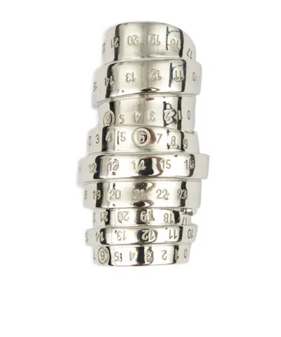 Mm6 Maison Margiela Signautre Numbers Motif Ring In Silver-tone