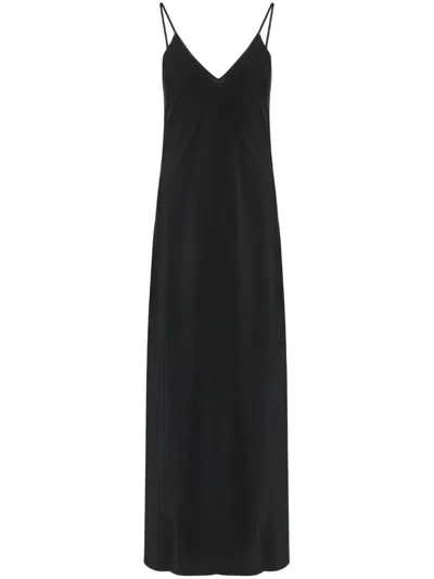 Mm6 Maison Margiela Maxikleid Aus Seide In Schwarz