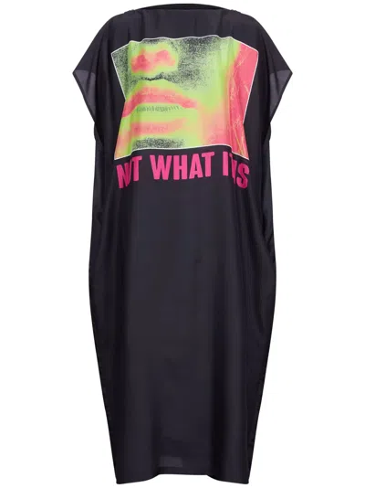 Mm6 Maison Margiela Silk T-shirt Maxi Dress In Black