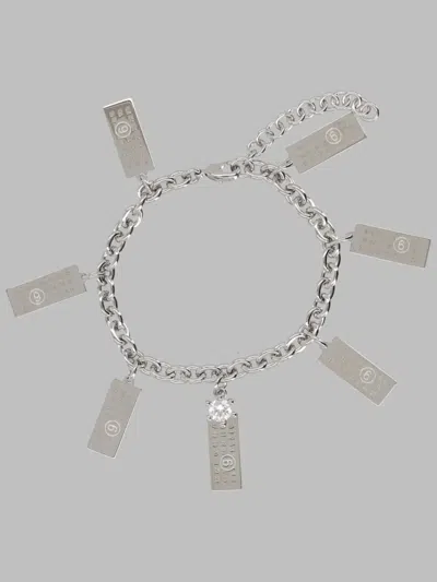 Mm6 Maison Margiela Numeric Charm Silver-tone Bracelet In Red