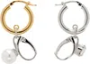 Mm6 Maison Margiela Mixed Metal Pendant Earrings With Pearl And Crystal In 974 Palladio Polishe