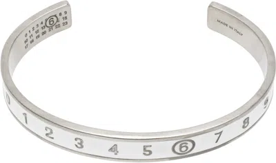 Mm6 Maison Margiela Silver & White Numeric Bracelet In 961 Brushed Palladio