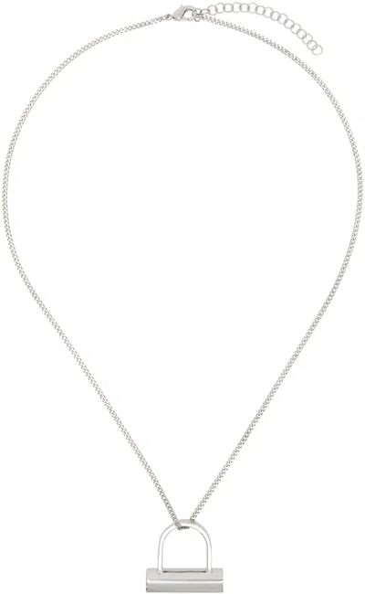 Mm6 Maison Margiela Silver Bolt Necklace In 952 Palladio Buratta