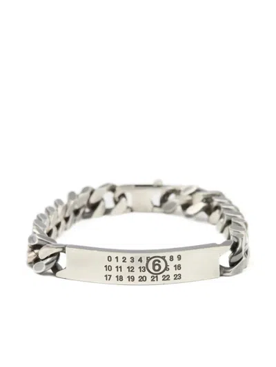Mm6 Maison Margiela Silver Brass Bracelets In Brown